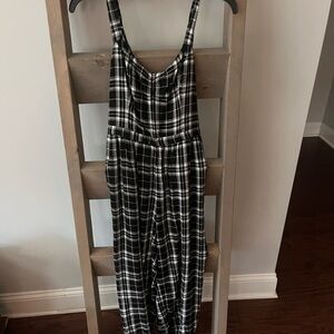 Plaid Black and White Women's Jumpsuit